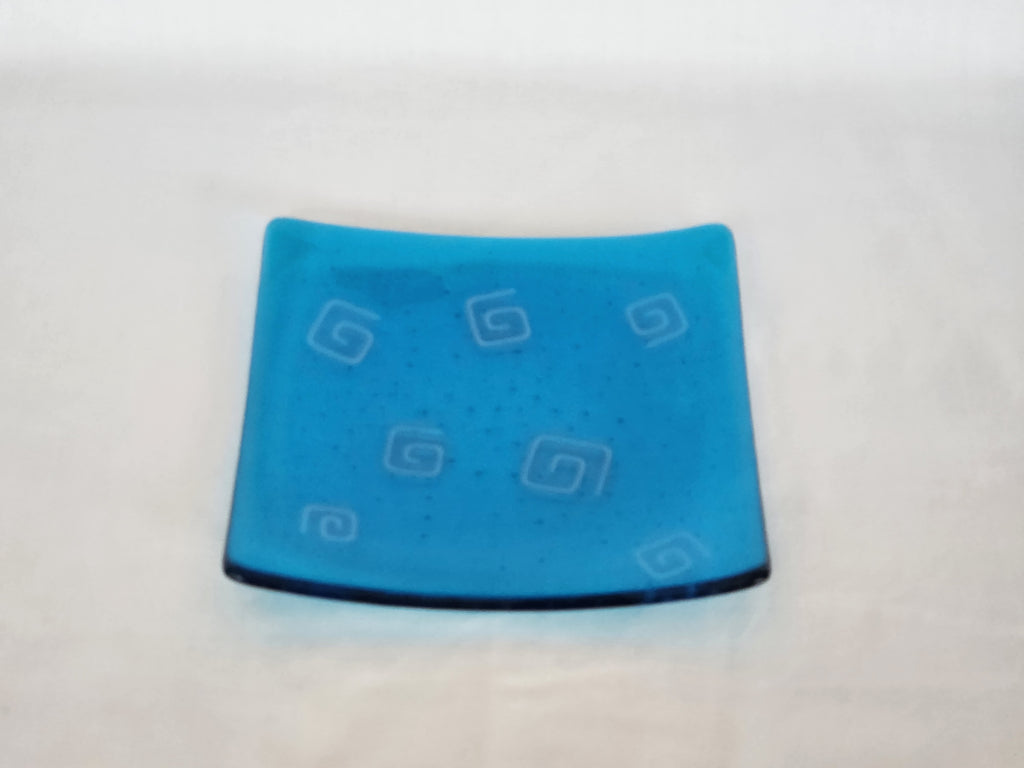 Flared Square Plate - 200 - Pinwheels - Turquoise Snow