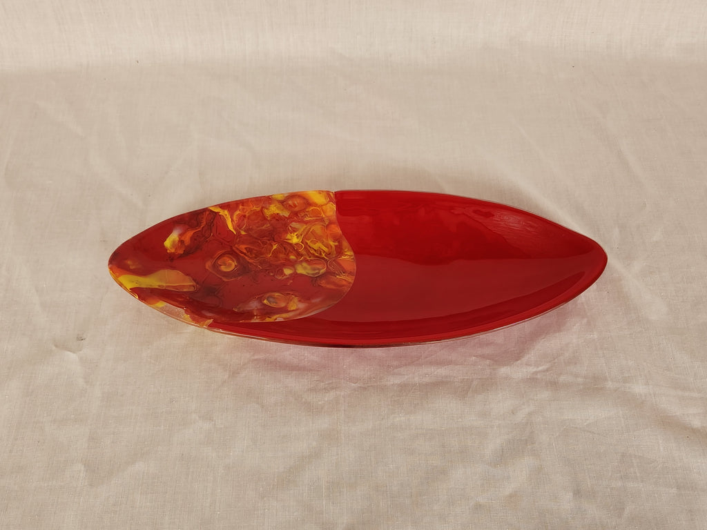Short Oval Dish - Melt Feature - Lava & Red Opal