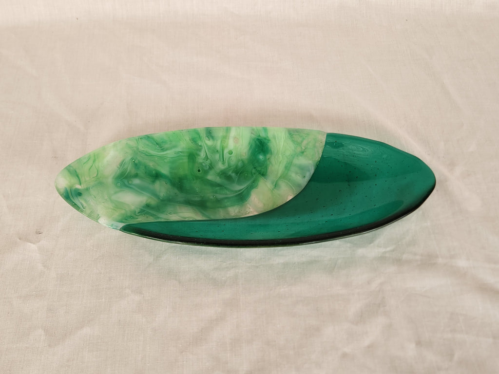 Short Oval Dish - Melt Feature - Peppermint & Emerald