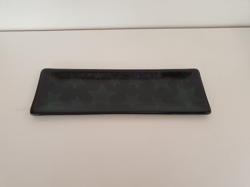 Shallow Rectangular Plate - 105 - Stars - Inky Yellow