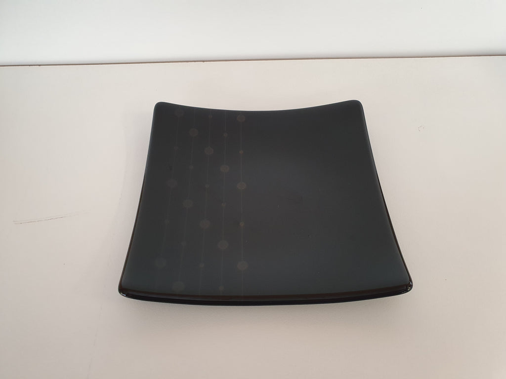 Flared Square Plate - 200 - Dots & Stripes - Inky Orange