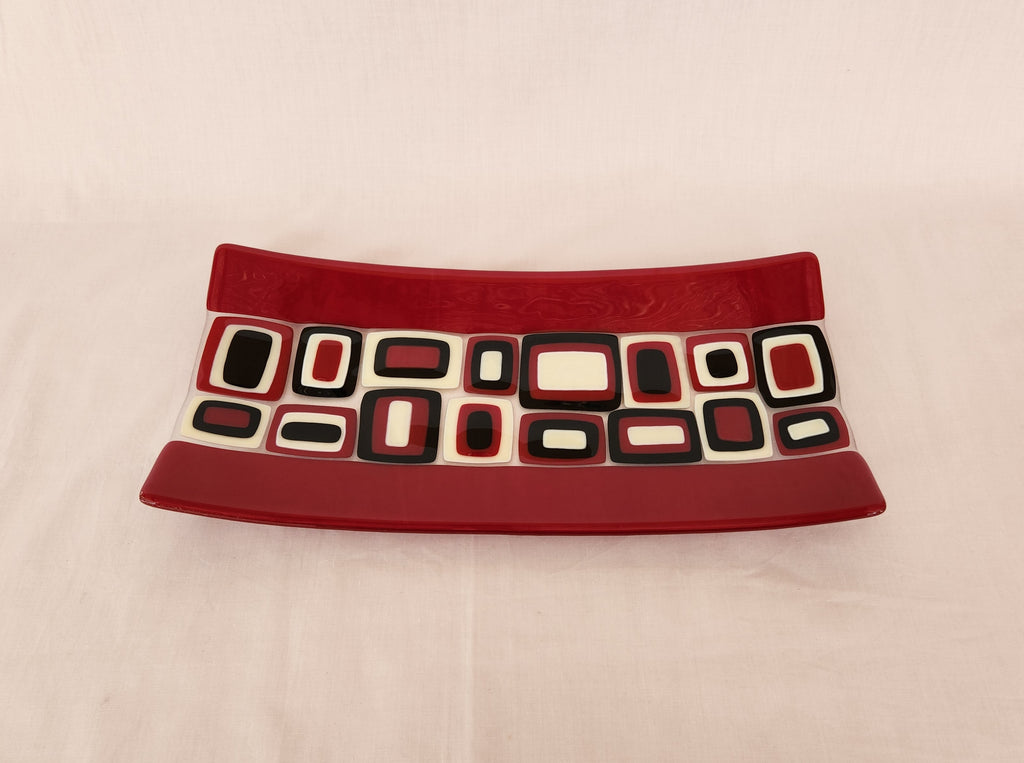 Flared Rectangular Plate - Brenda C - Deep Red Trio