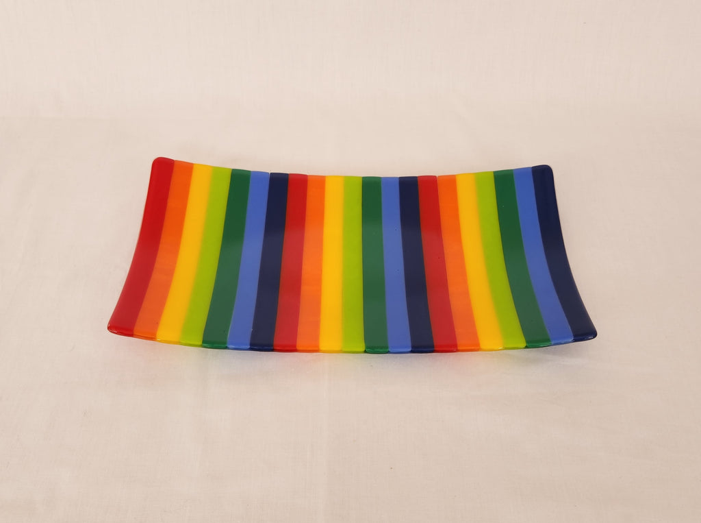 Flared Rectangular Plate - Stripey - 4813