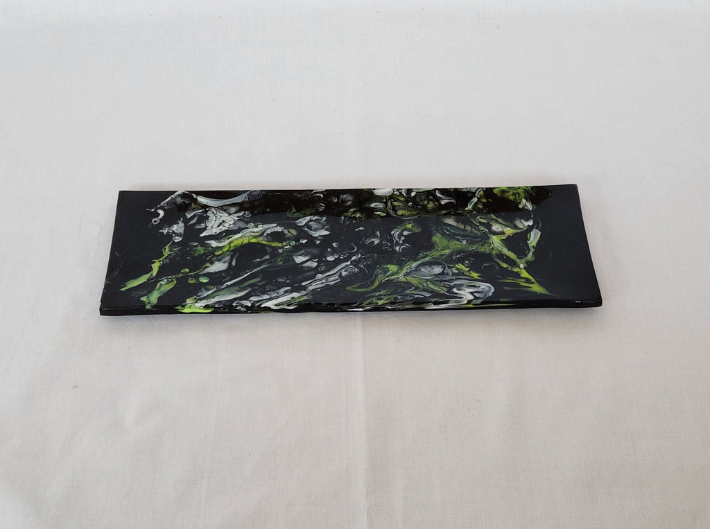 Shallow Rectangular Plate - 105 - Melt - Inky Spring Trio - M341