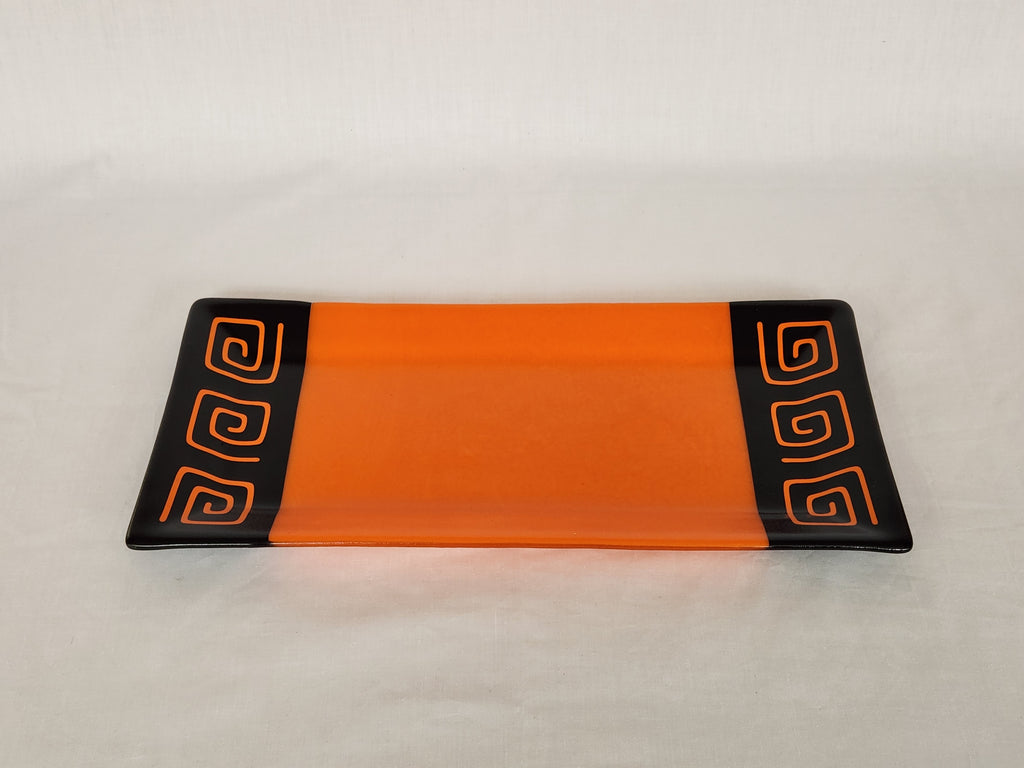 Rectangular Plate - Pinwheel Bands - Satin Orange Opal Ink