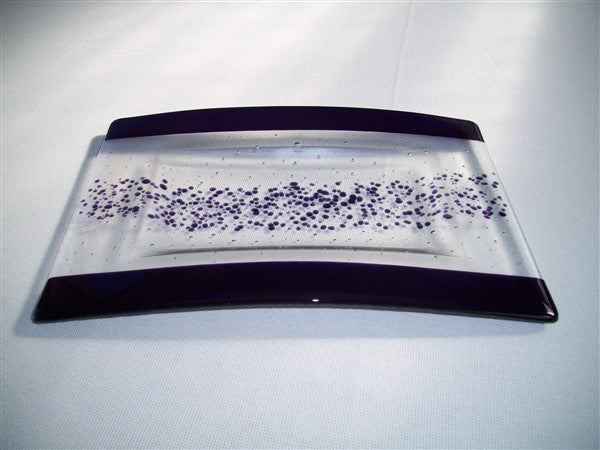 Convex Rectangular Plate - Bands & Sprinkles - Pure Deep Purple