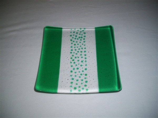 Flared Square Plate - 200 - Bands & Sprinkles - Pure Emerald