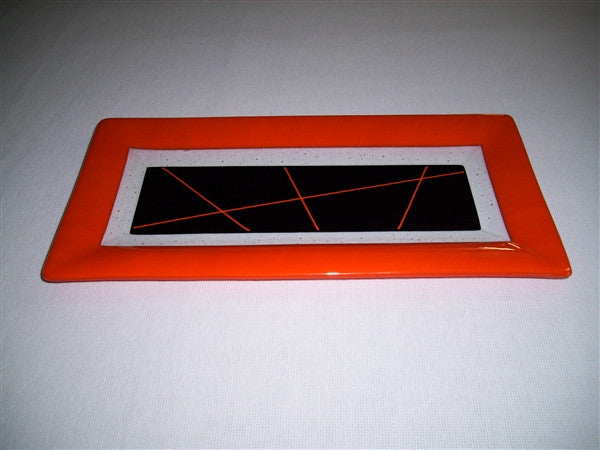 Rectangular Plate - Framed Stix - Pure Orange Opal Ink