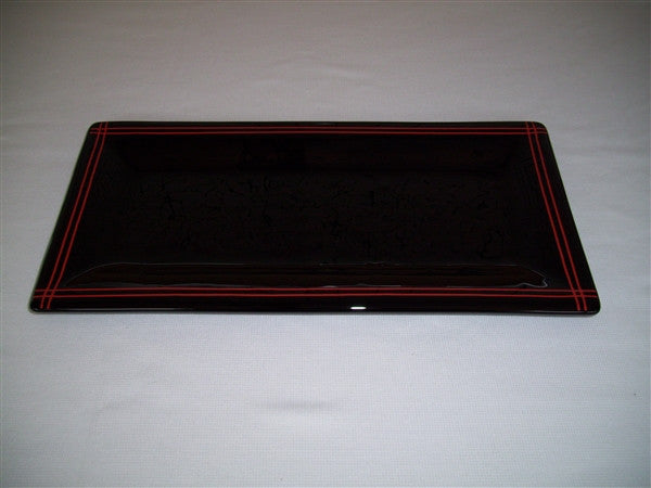 Rectangular Plate - Pinstripe Border - Inky Red Opal