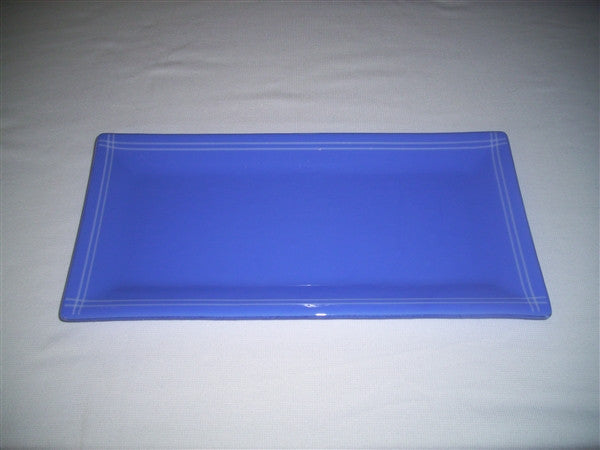 Rectangular Plate - Pinstripe Border - Cobalt Snow