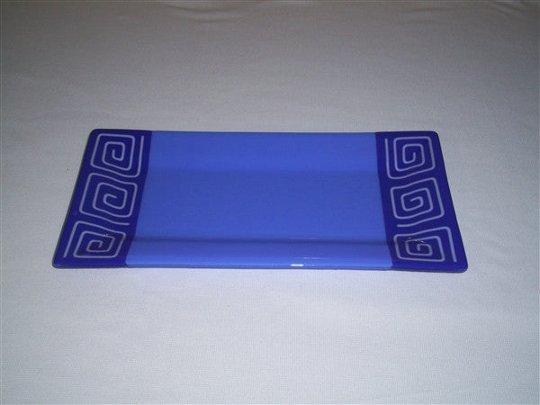Rectangular Plate - Pinwheel Bands - Cobalt Trio