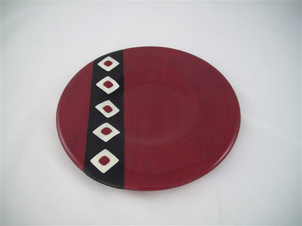 Round Plate - Twin Diamond Peaks - Deep Red Trio