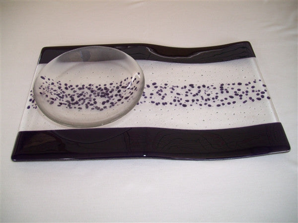 Serving Platter & Bowl - Bands & Sprinkles - Pure Deep Purple
