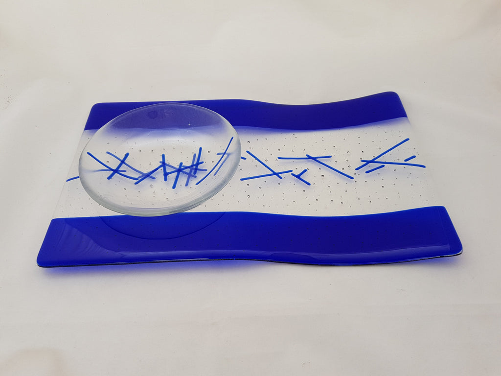 Serving Platter & Bowl - Bands & Stix - Pure Deep Blue