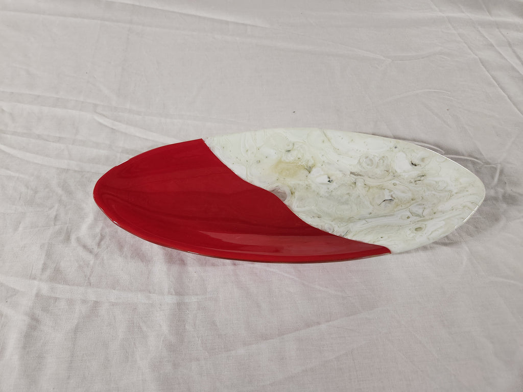 Short Oval Dish - Melt Feature - Vanilla & Red Opal