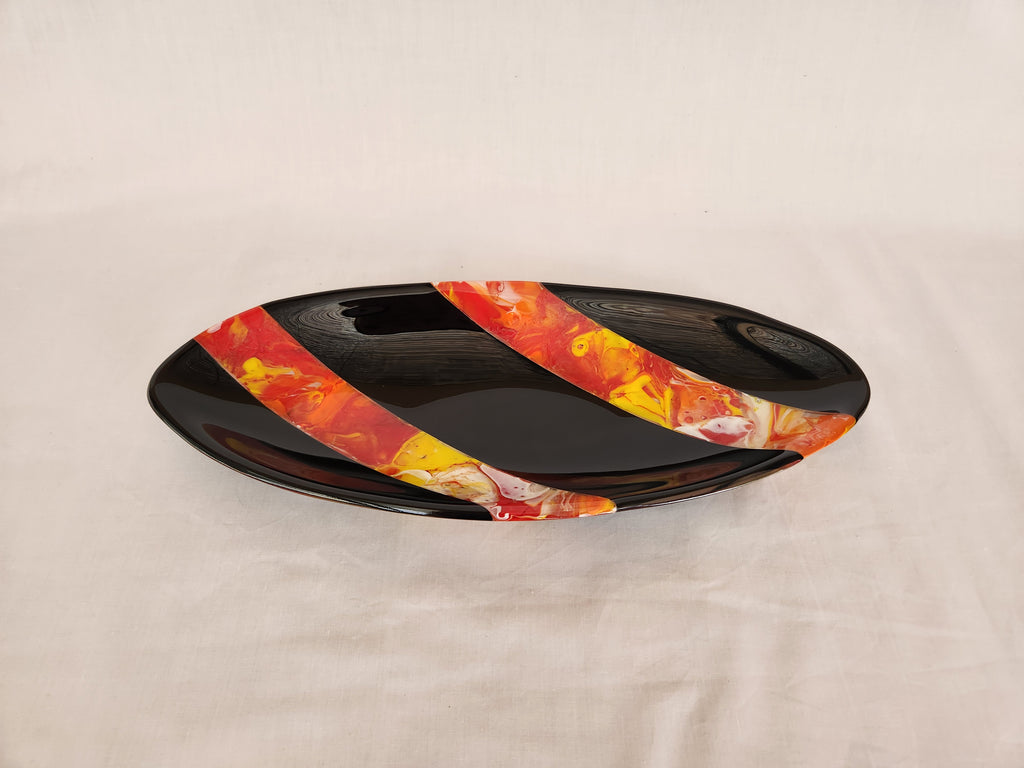 Short Oval Dish - Melt Feature - Lava Ink