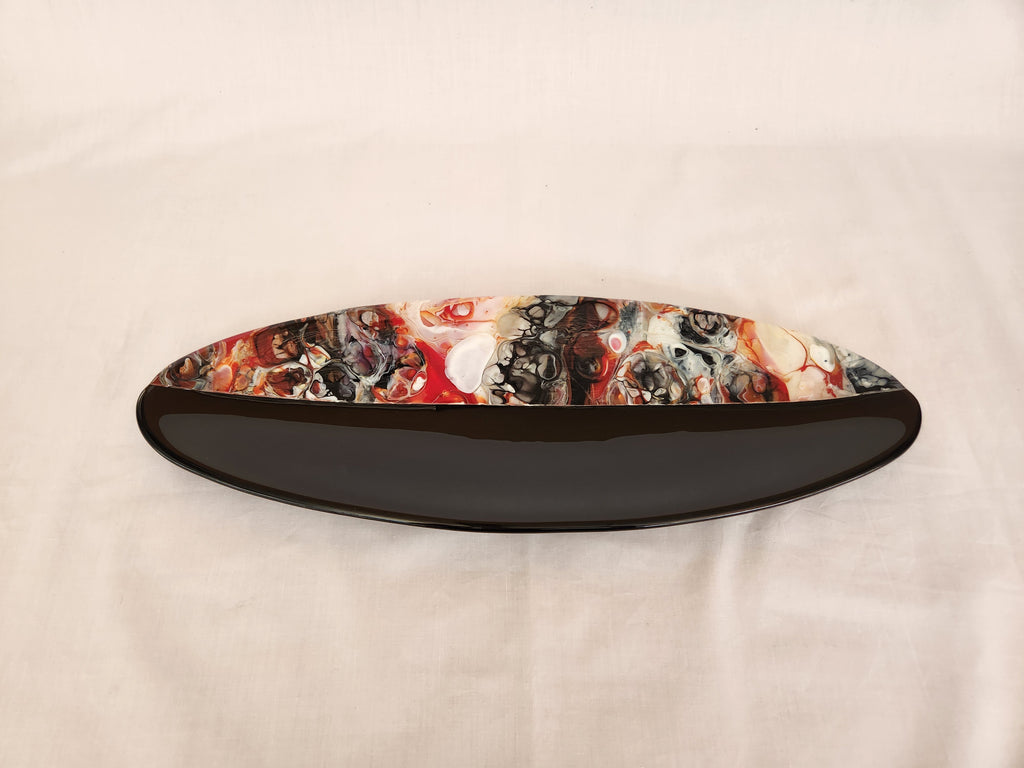 Long Oval Dish - Melt Feature - Red Trio Ink