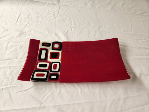 Flared Rectangular Plate - Brenda F - Deep Red Trio