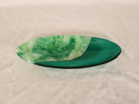Short Oval Dish - Melt Feature - Peppermint & Emerald
