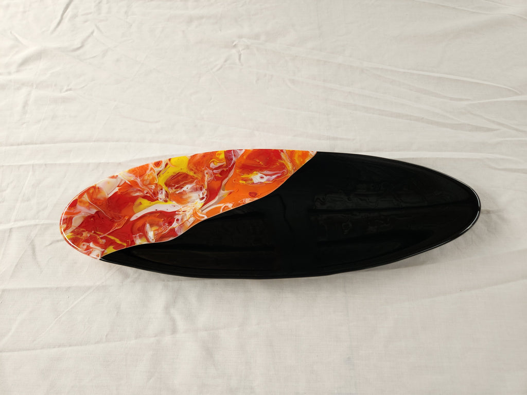 Long Oval Dish - Melt Feature - Lava Ink