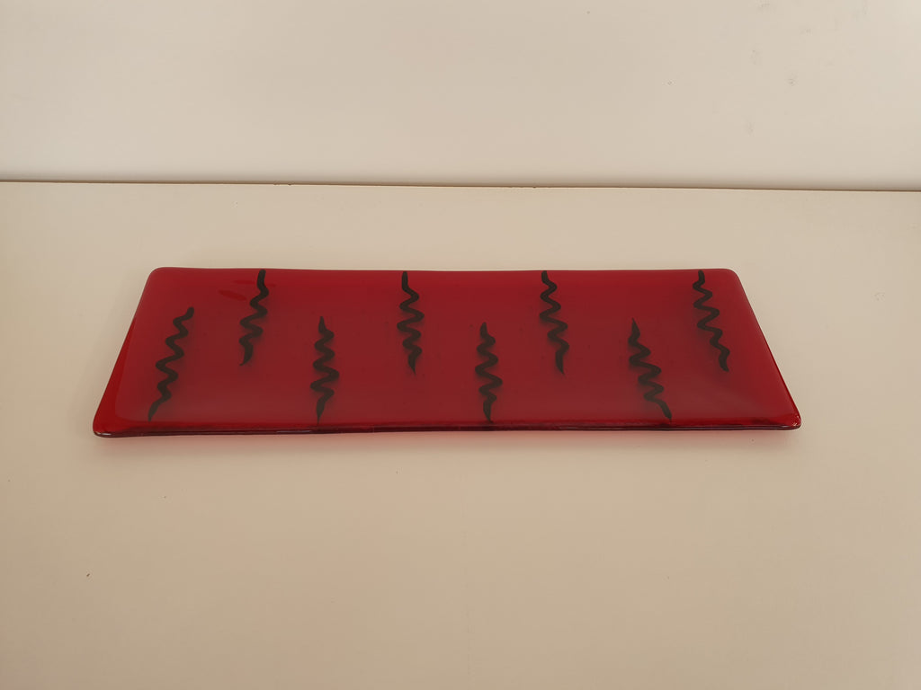 Shallow Rectangular Plate - 130 - Electric - Red Ink