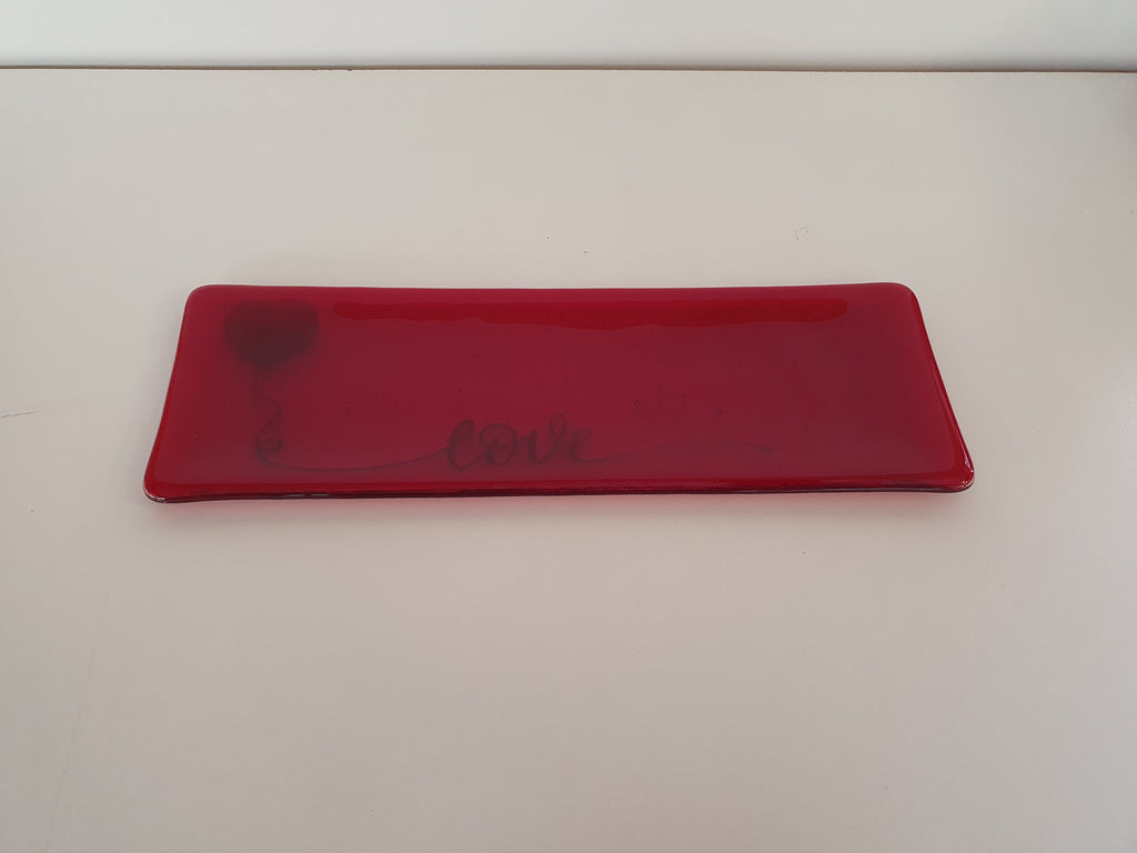 Shallow Rectangular Plate - 105 - Love - Red Ink