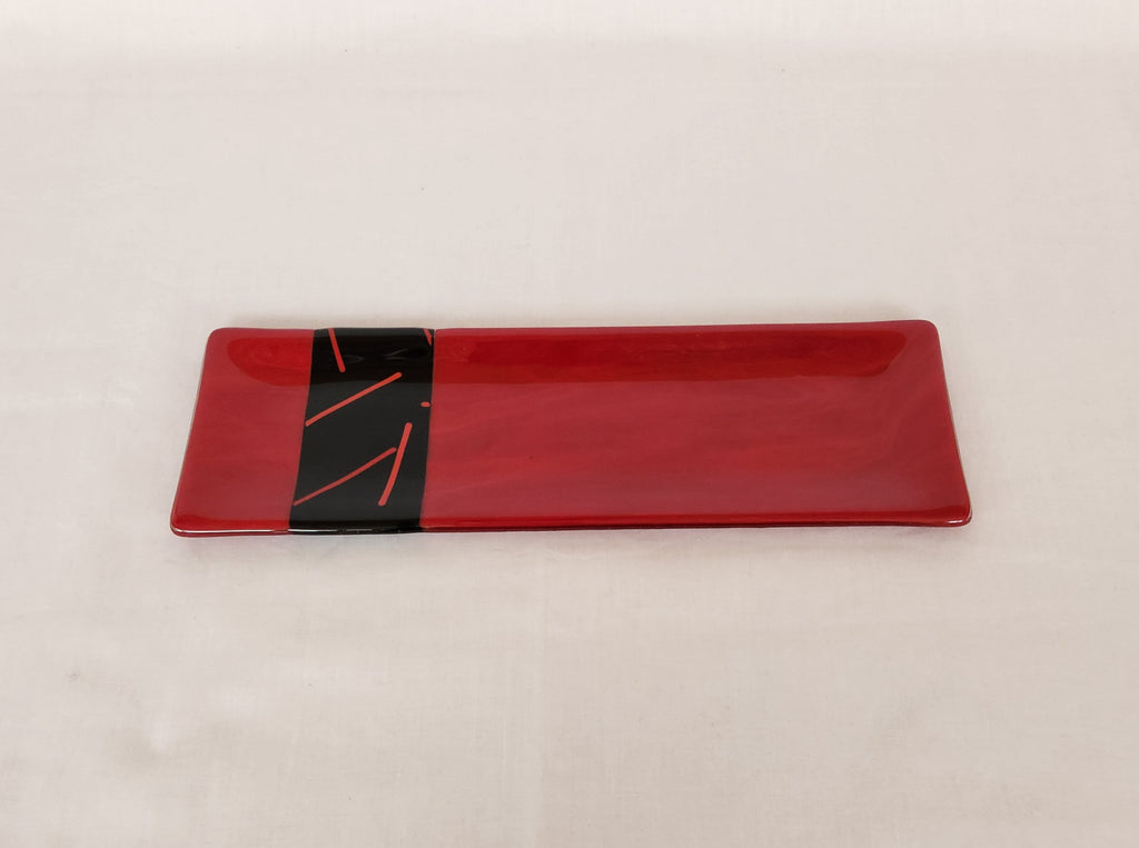 Shallow Rectangular Plate - 105 - Matchstix - Red Opal Ink