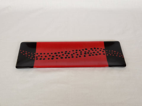 Shallow Rectangular Plate - 130 - Changing Breeze - Satin Red Opal Ink