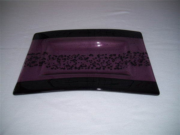 Convex Rectangular Plate - Bands & Sprinkles - Light Violet Ink