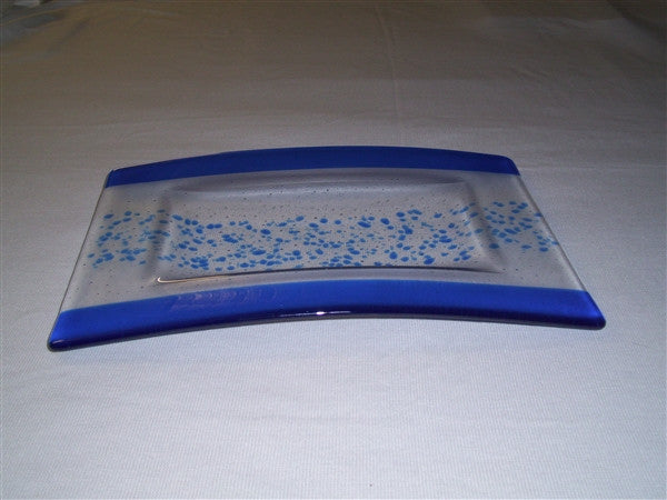 Convex Rectangular Plate - Bands & Sprinkles - Pure True Blue