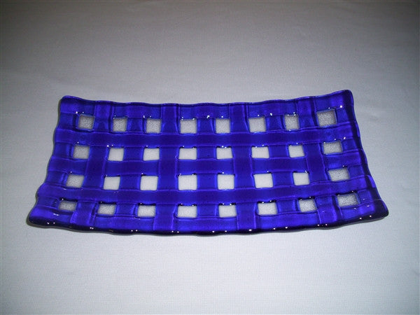 Flared Rectangular Plate - Lattice - Pure Deep Blue