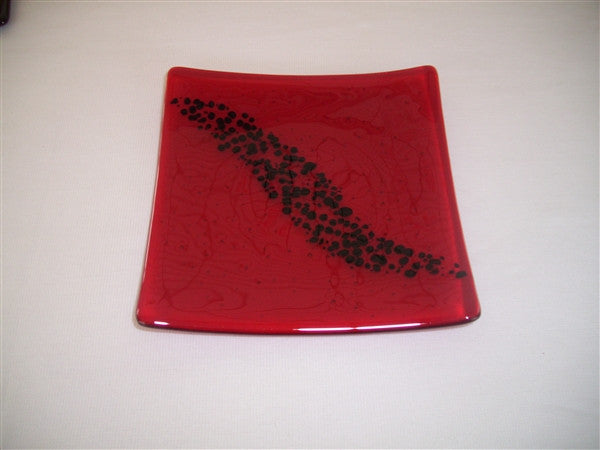 Flared Square Plate - 200 - Breeze - Red Ink