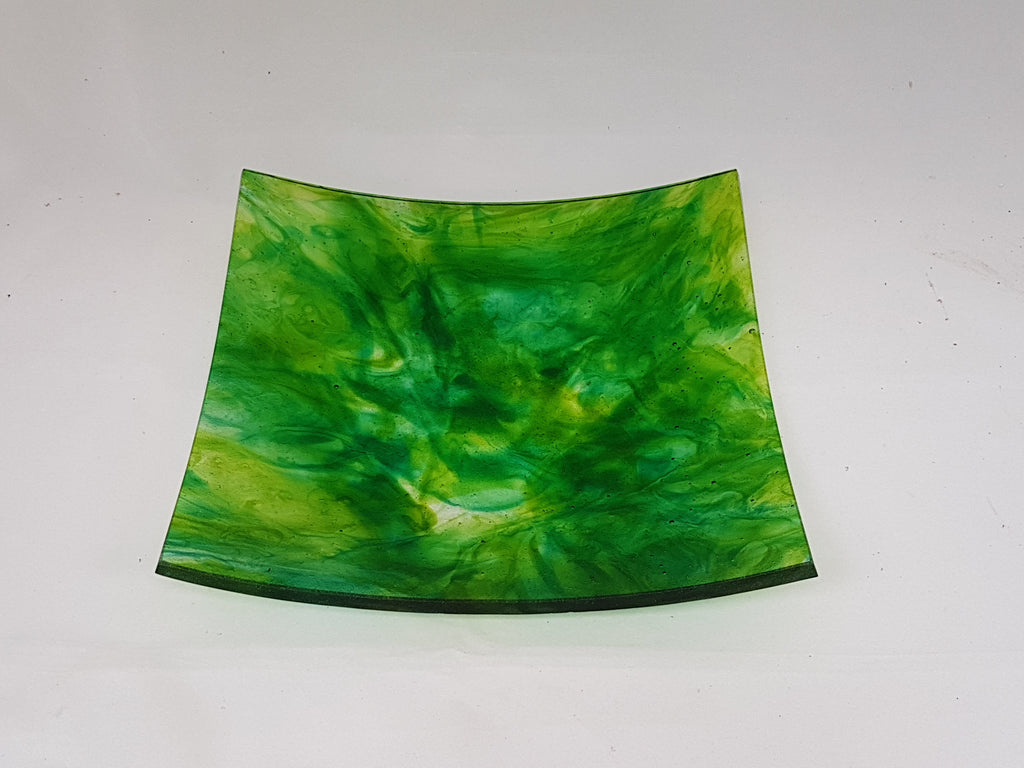 Flared Square Plate - 300 - Melt - Green Aurora - M127