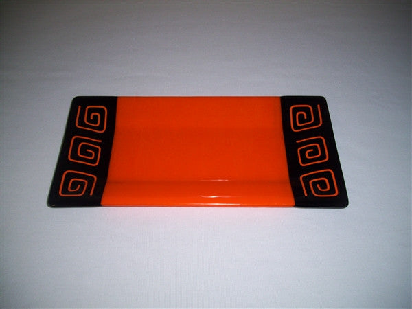 Rectangular Plate - Pinwheel Bands - Orange Opal Ink