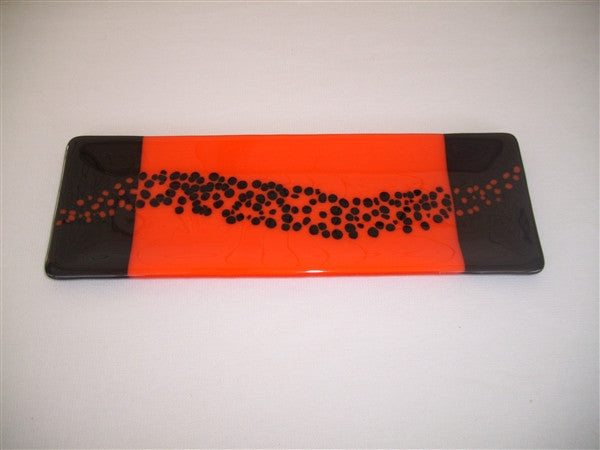 Shallow Rectangular Plate - 105 - Changing Breeze - Orange Opal Ink